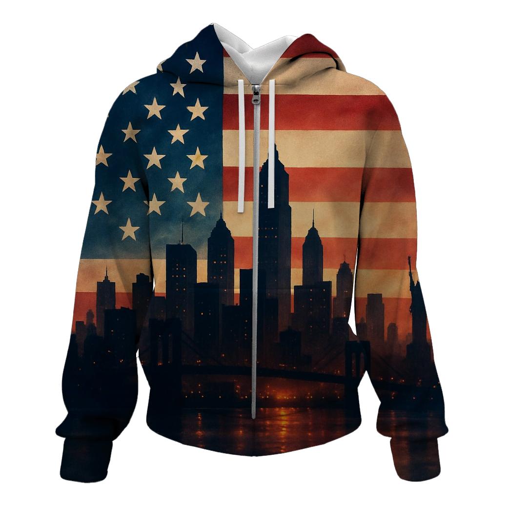 Silhouette Skyline Stripes printed hoodies
