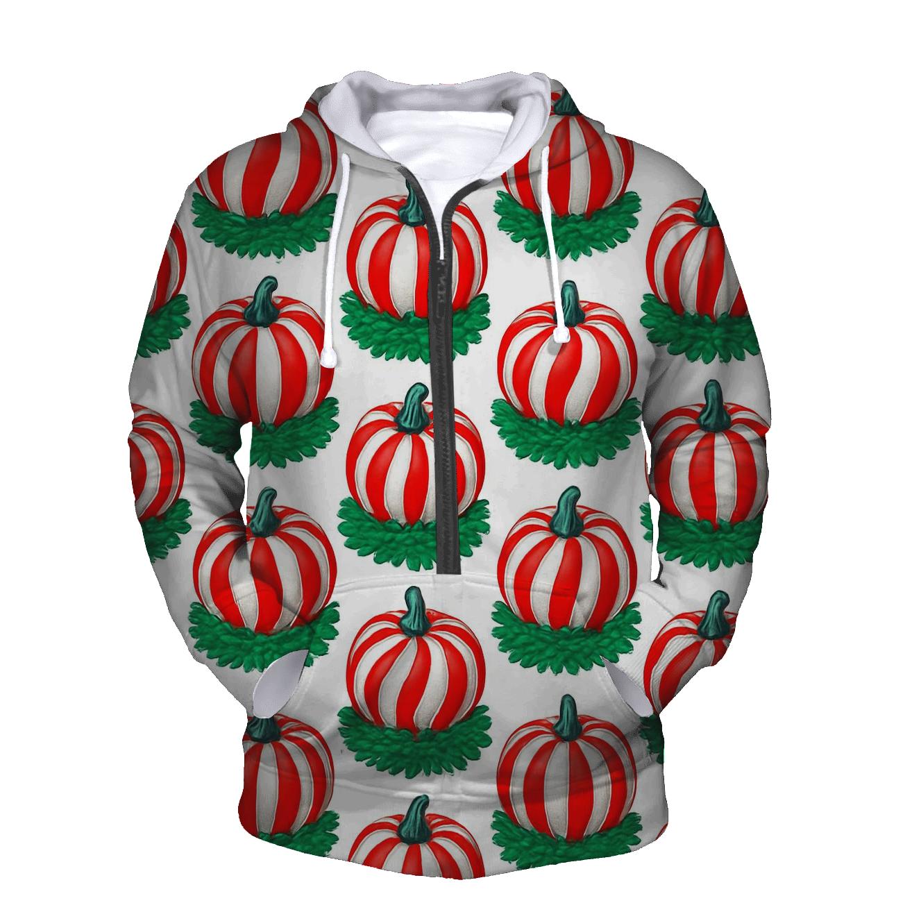 Candy Stripe Pumpkin Progression On Snow White Background hoodie styles