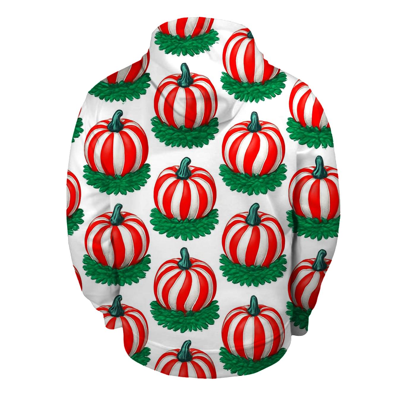 Candy Stripe Pumpkin Progression On Snow White Background hoodie styles