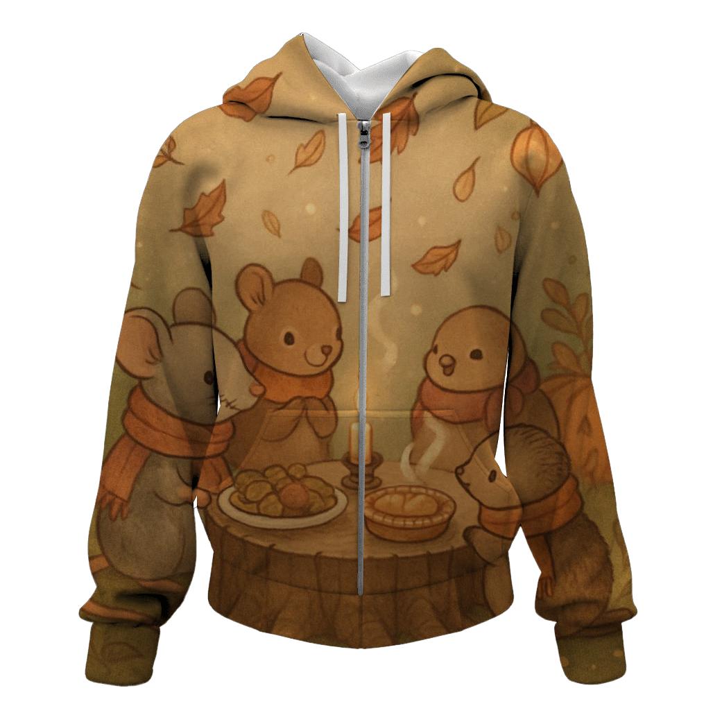 Woodland Friends Feast heavyweight hoodies