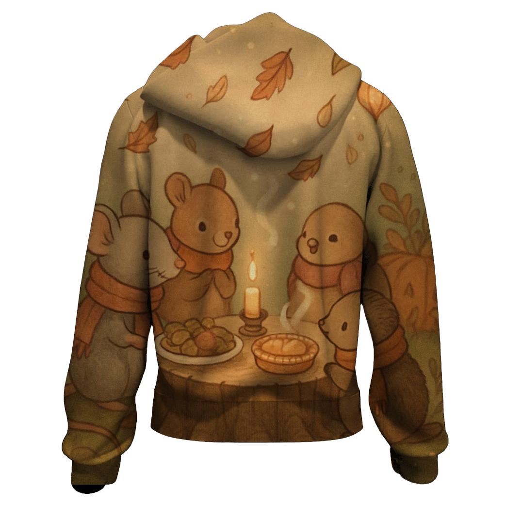 Woodland Friends Feast heavyweight hoodies