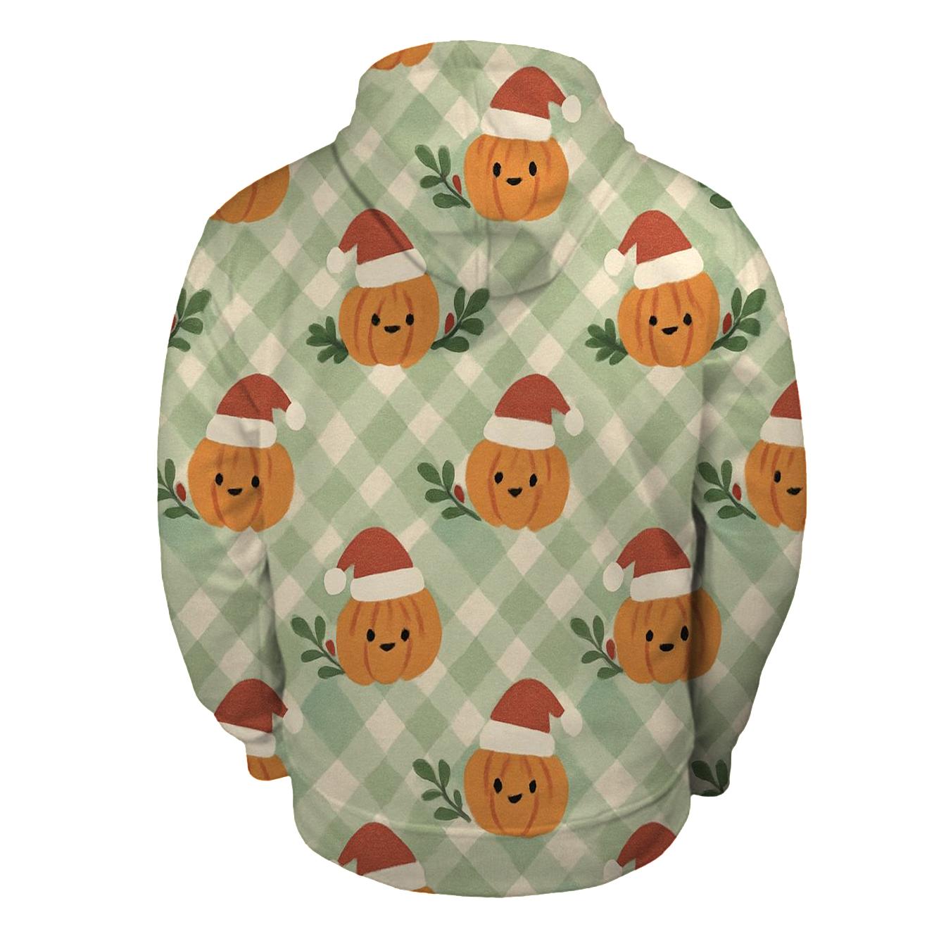 Gingham Pumpkin Lattice On Sage Green Background custom hoodies