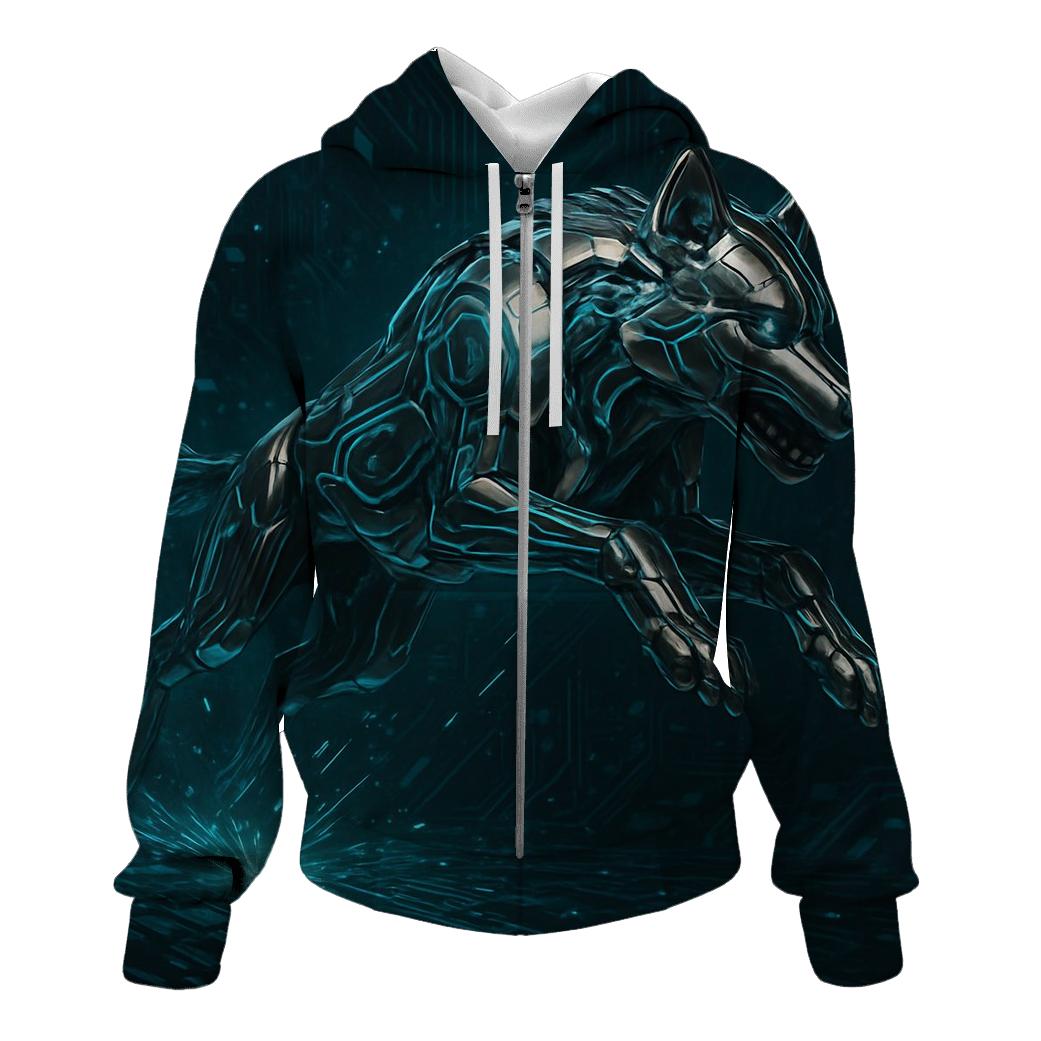 Chrome Circuit Wolf zip-up hoodies