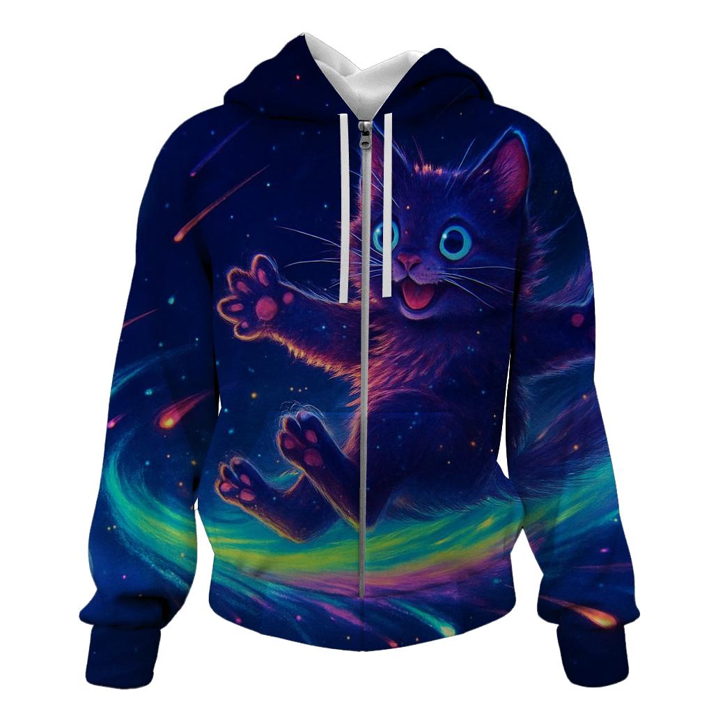 Aurora Surfing Cat lightweight hoodies