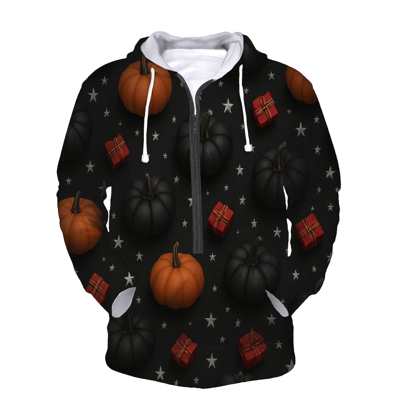Silver Star Pumpkin Scatter On Charcoal Background custom hoodies
