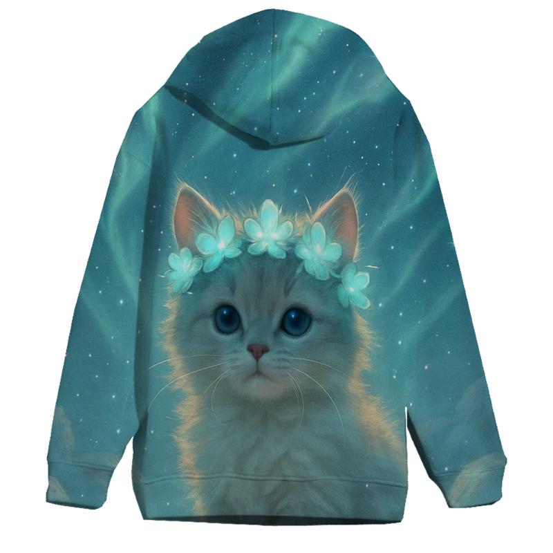 Aurora Crown Kitten embroidered hoodies