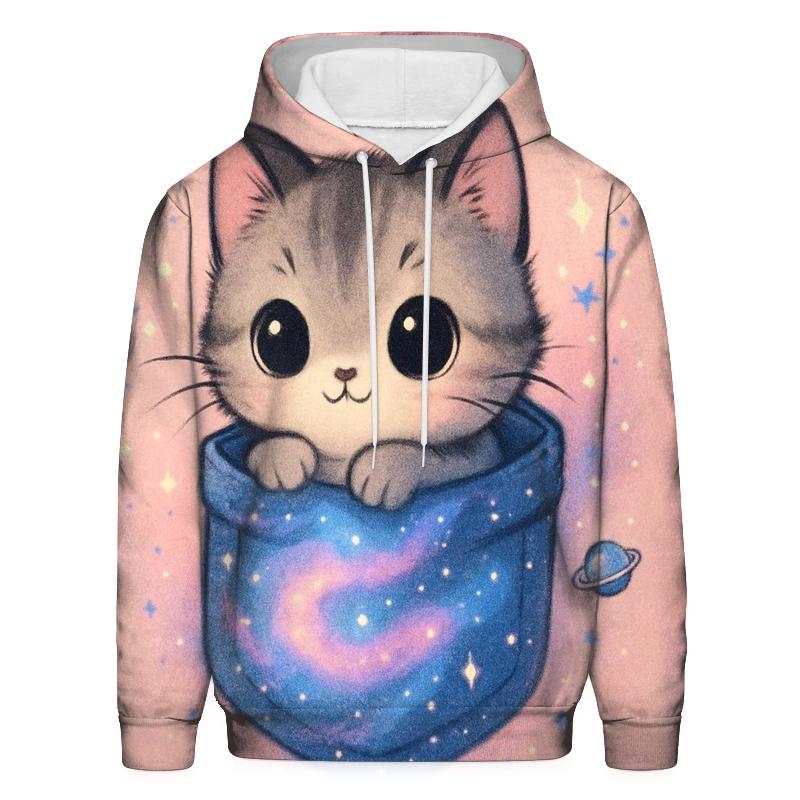 Pocket Galaxy Purr graphic hoodies