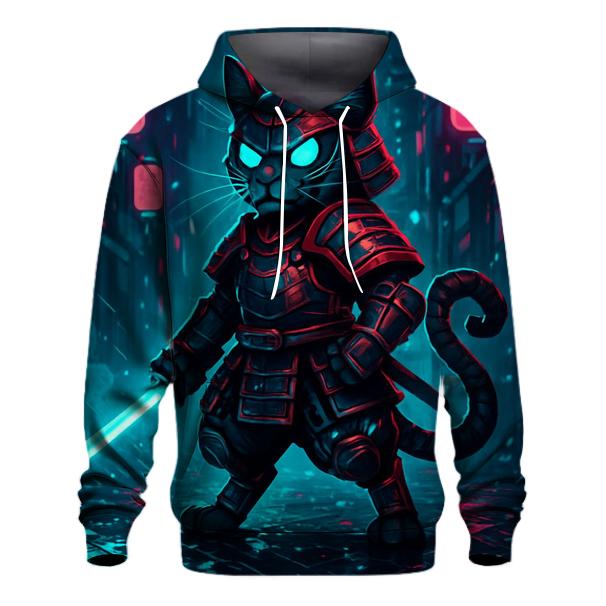 Neon Samurai Cat designer hoodies