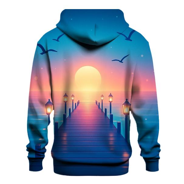Neon Pier Reverie zip-up hoodies