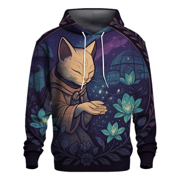 Galactic Gardener Cat embroidered hoodies