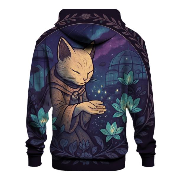 Galactic Gardener Cat embroidered hoodies