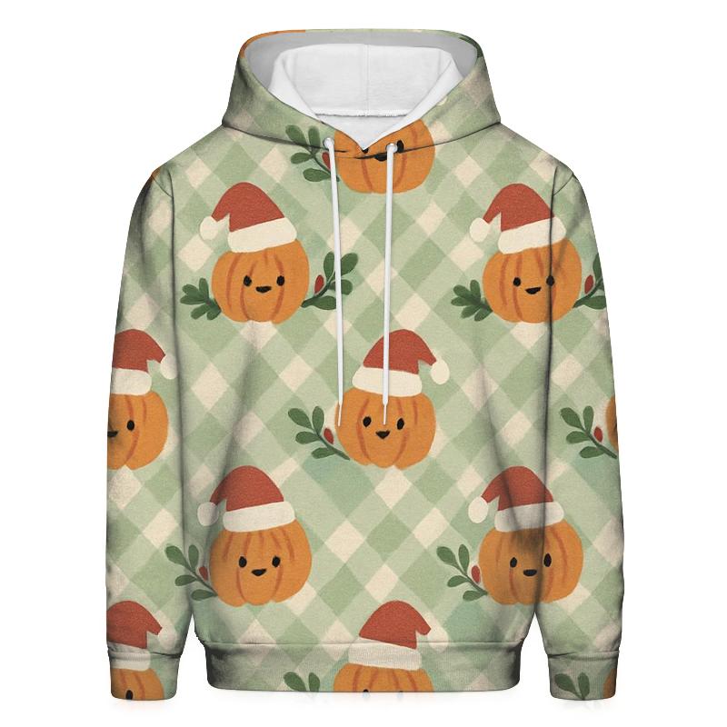 Gingham Pumpkin Lattice On Sage Green Background hoodies fashion