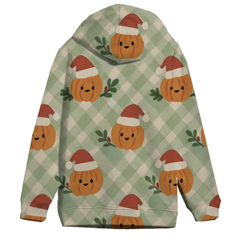 Gingham Pumpkin Lattice On Sage Green Background hoodies fashion