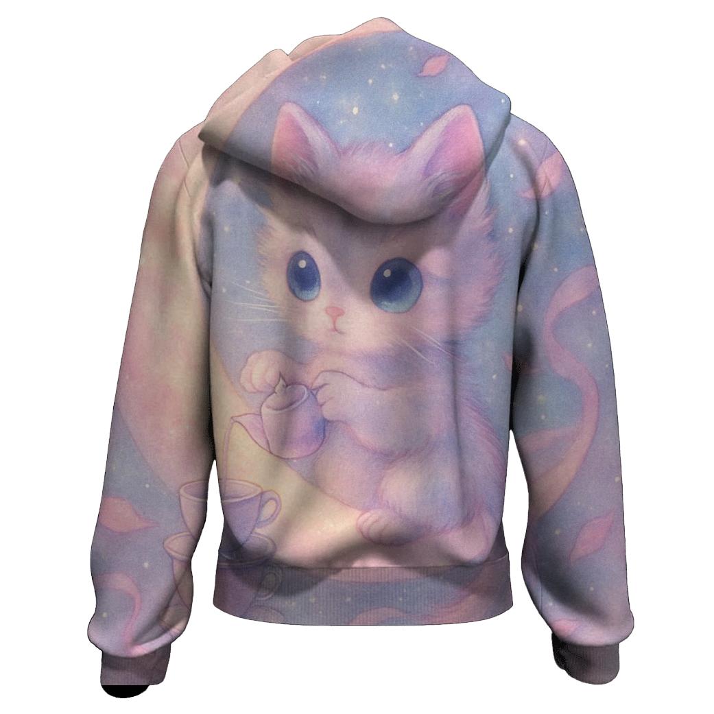 Moonlit Tea Kitten graphic hoodies
