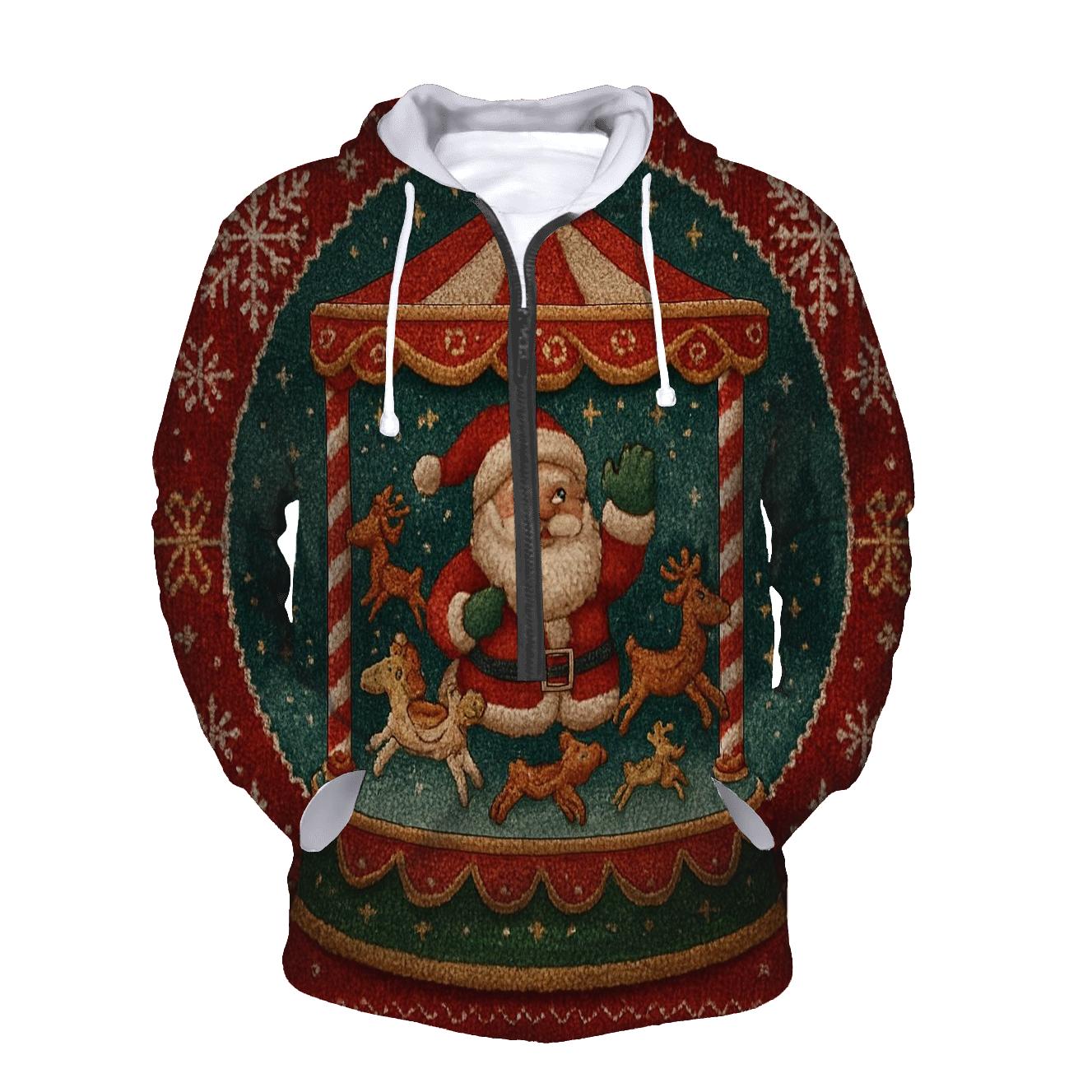 Santa Snow Globe Carousel zip-up hoodies