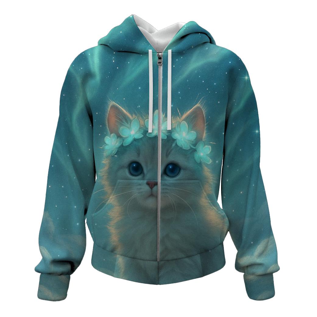 Aurora Crown Kitten printed hoodies