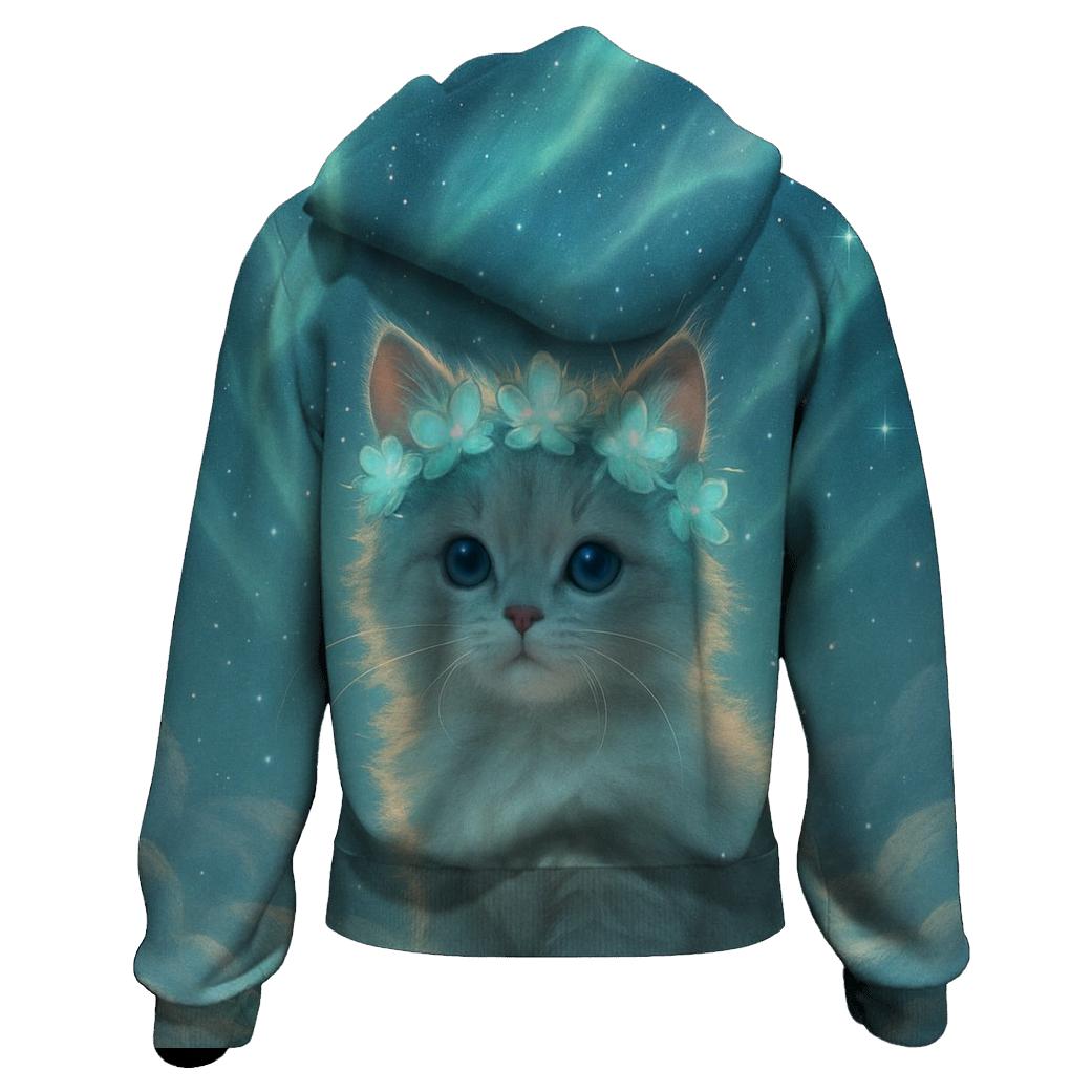Aurora Crown Kitten printed hoodies
