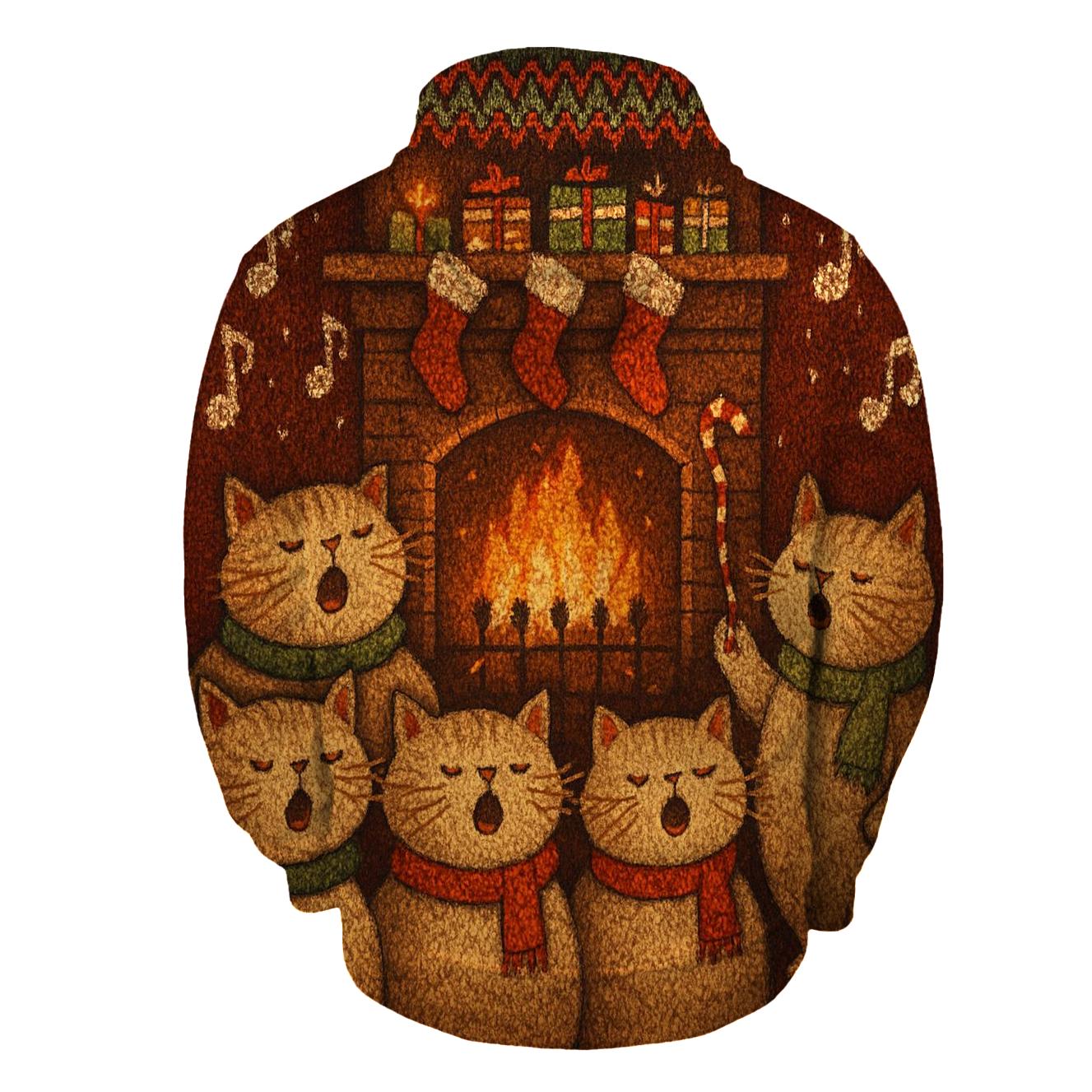 Cozy Fireplace Cat Choir heavyweight hoodies