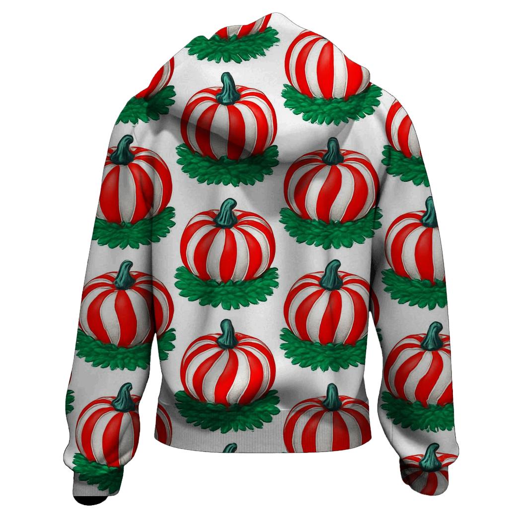 Candy Stripe Pumpkin Progression On Snow White Background hoodie designs