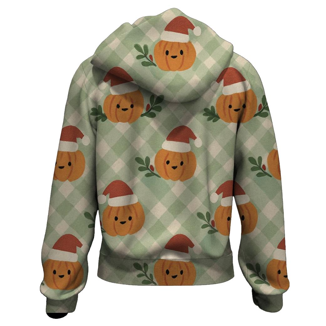 Gingham Pumpkin Lattice On Sage Green Background designer hoodies