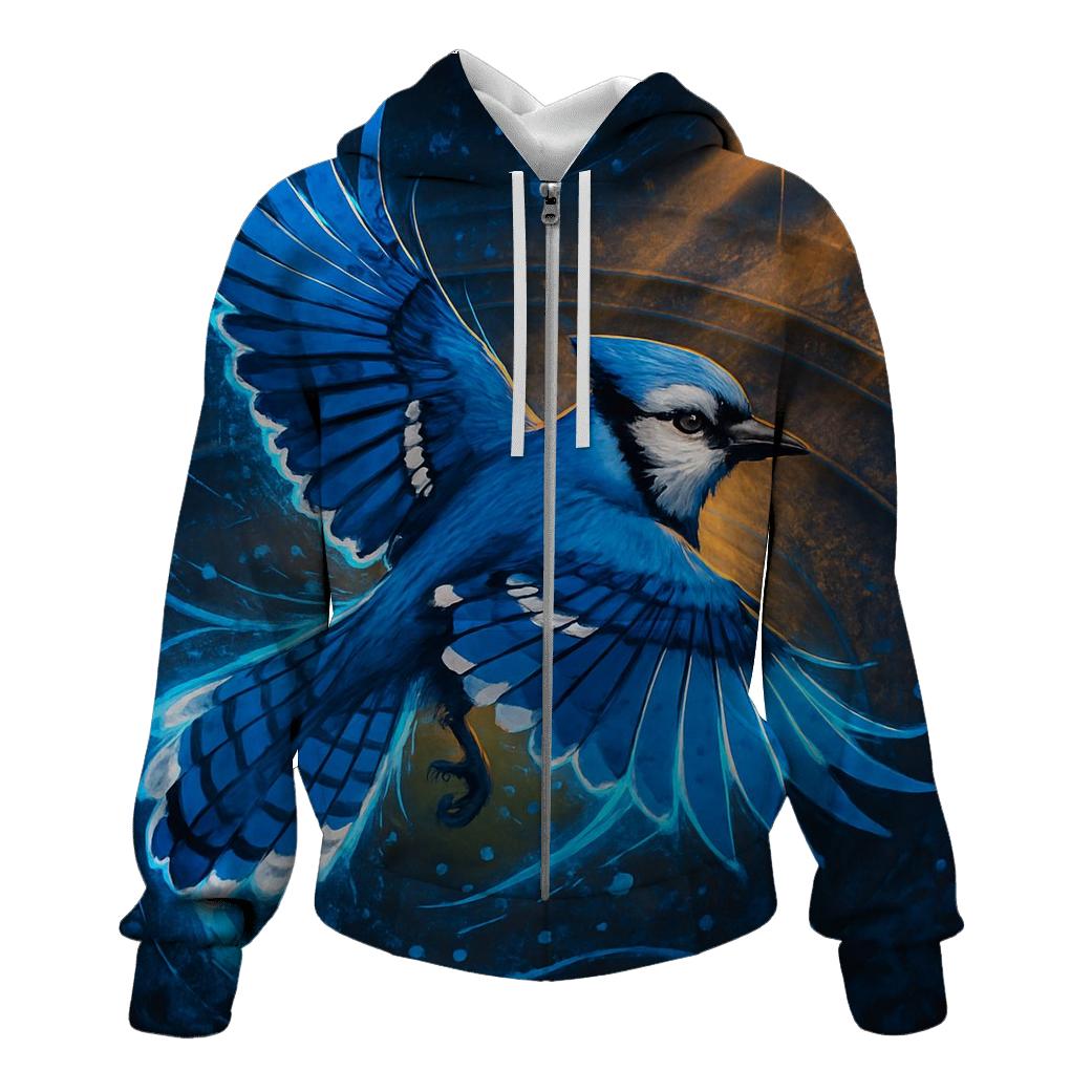 Blue Jay Over Lights printed hoodies