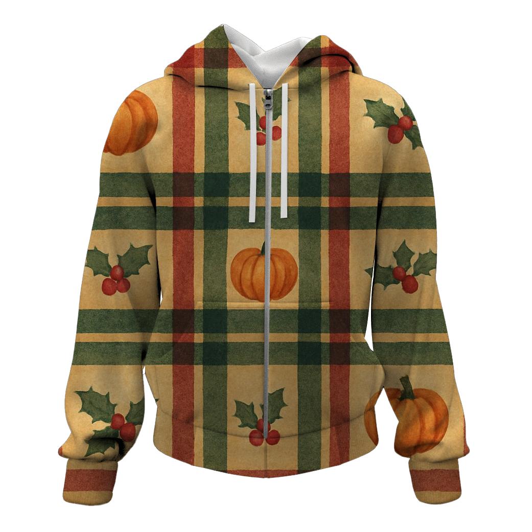 Plaid Pumpkin Rhythm On Frosted Gold Background hoodies fashion