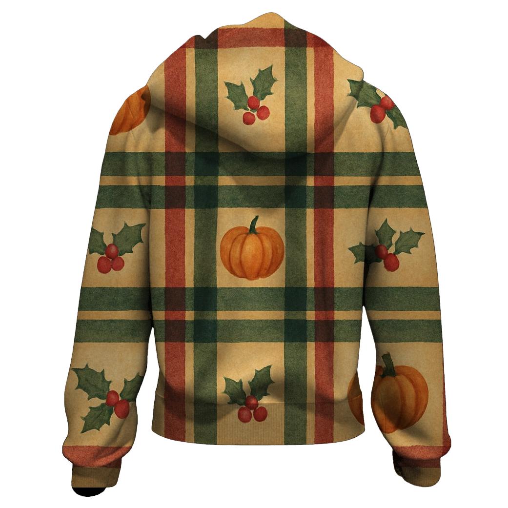 Plaid Pumpkin Rhythm On Frosted Gold Background hoodies fashion