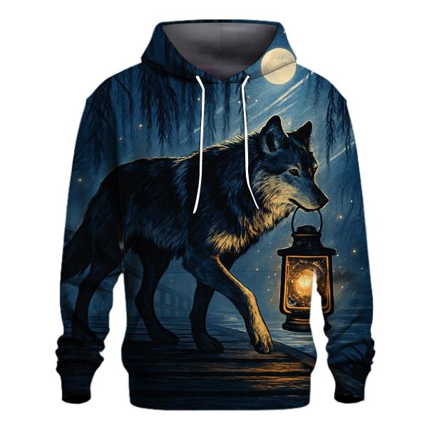 Moonlit Lantern Wolf printed hoodies