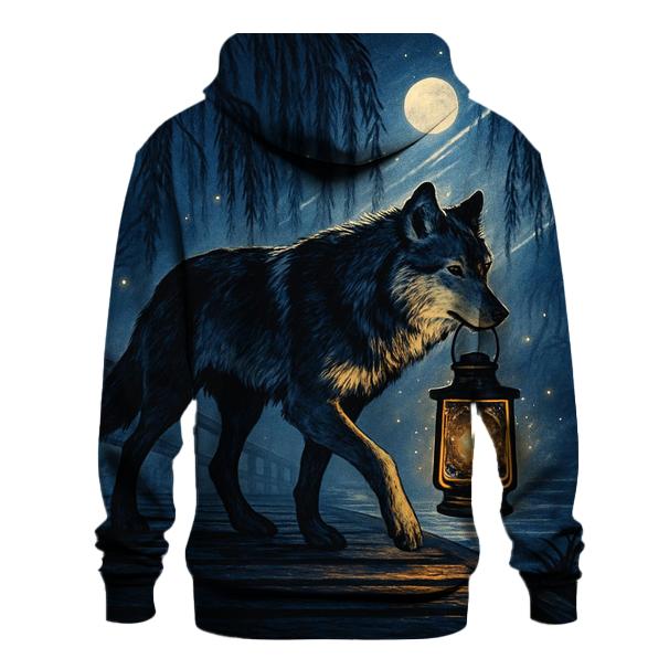 Moonlit Lantern Wolf printed hoodies