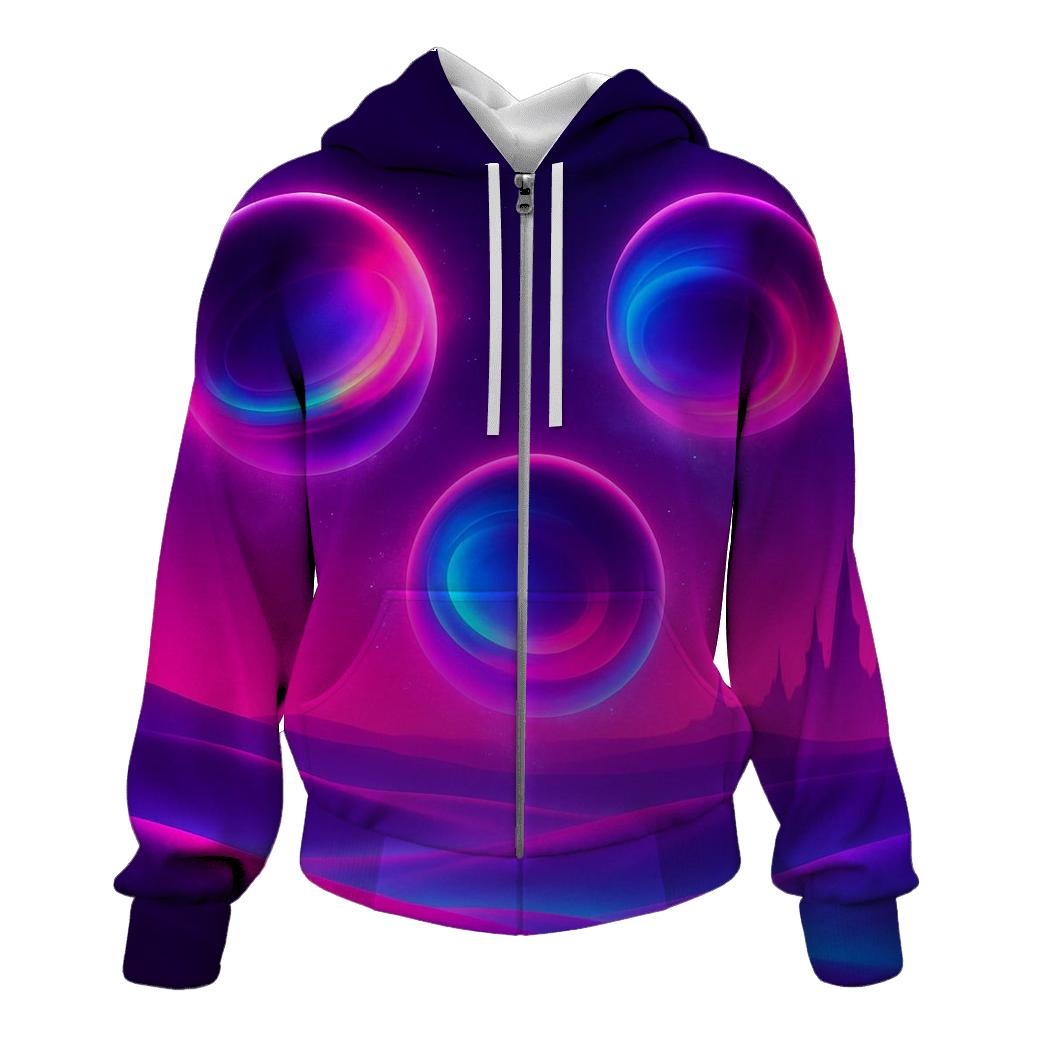Neon Orb Drift graphic hoodies