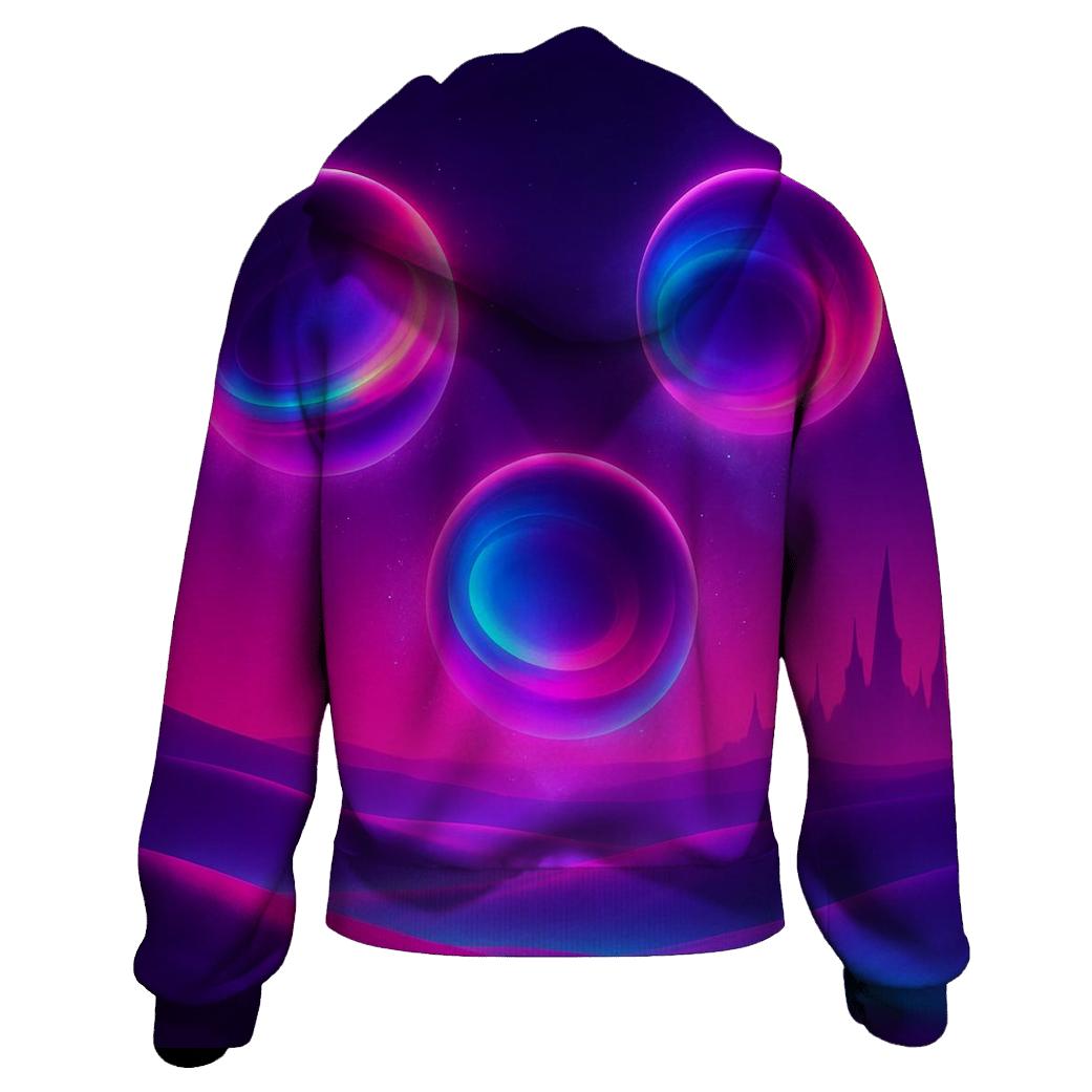Neon Orb Drift graphic hoodies