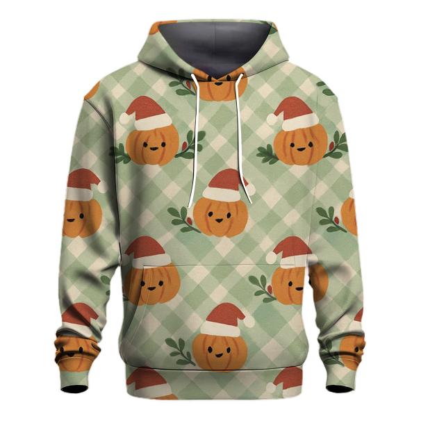 Gingham Pumpkin Lattice On Sage Green Background designer hoodies