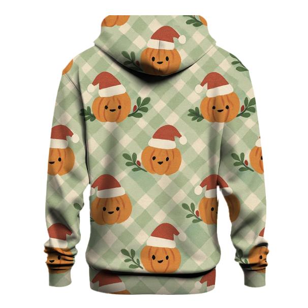 Gingham Pumpkin Lattice On Sage Green Background designer hoodies