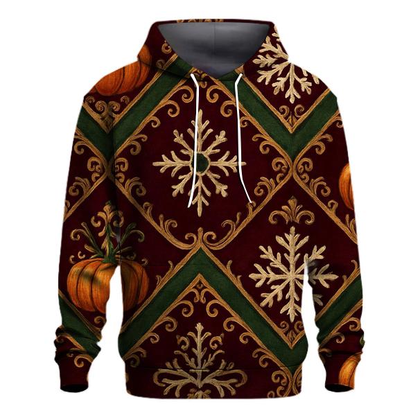 Ornament Pumpkin Chevron On Burgundy Background graphic hoodies
