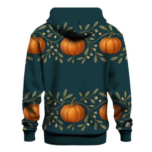 Mistletoe Pumpkin Border On Deep Teal Background designer hoodies