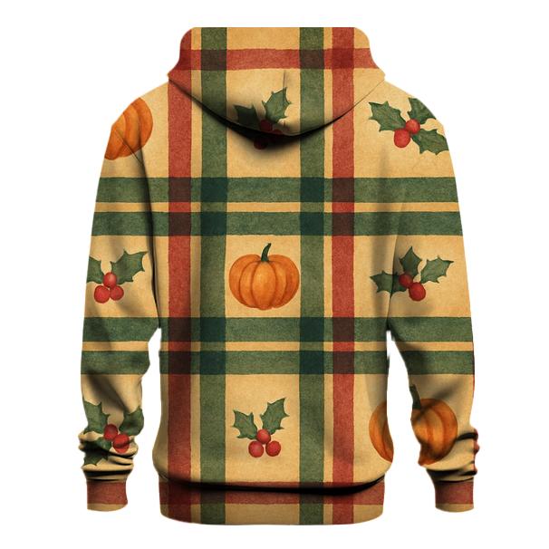 Plaid Pumpkin Rhythm On Frosted Gold Background hoodie designs