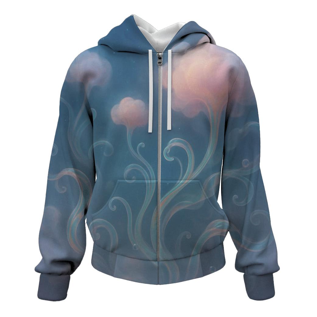 Iridescent Smoke Garden zip-up hoodies