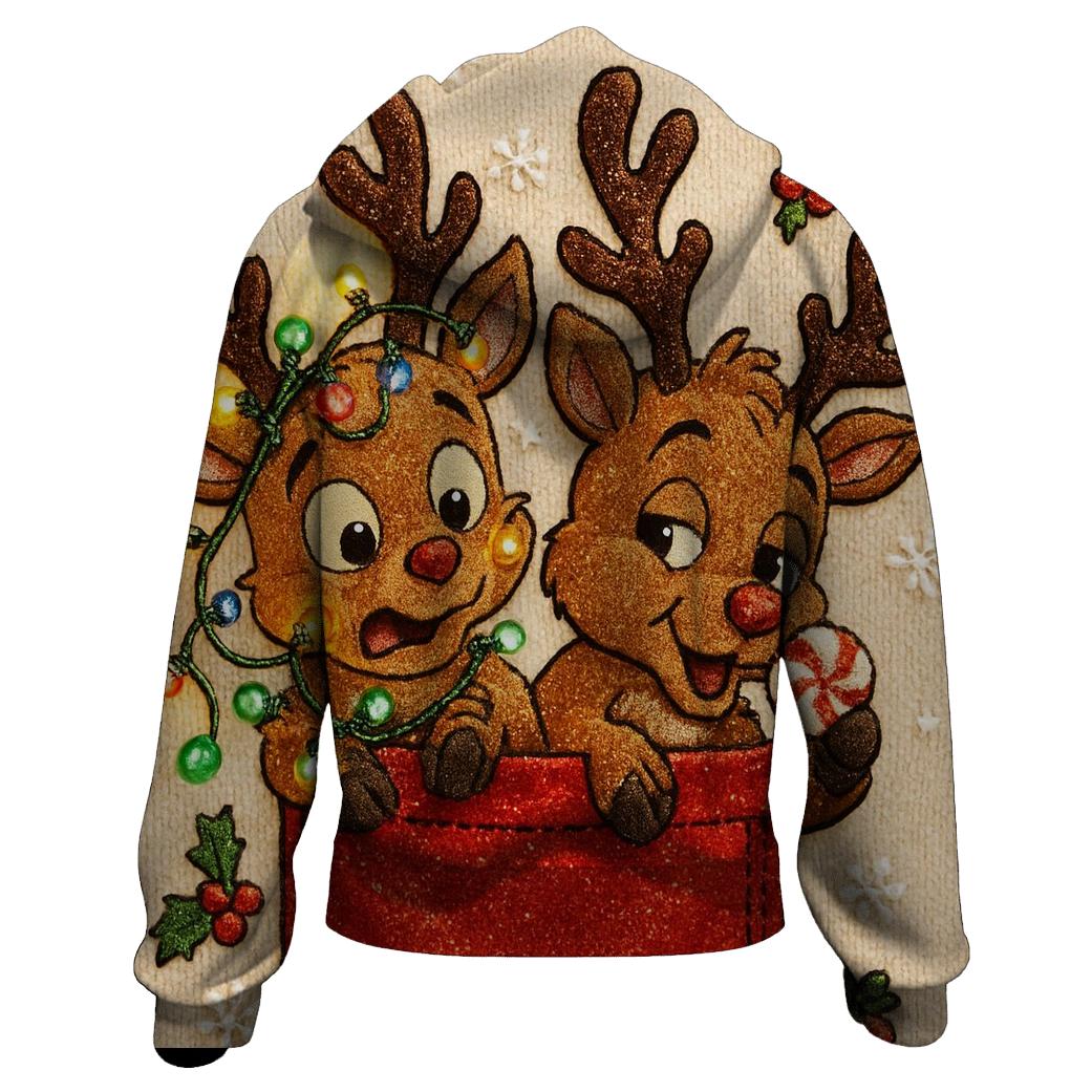 Reindeer Pocket Band printed hoodies