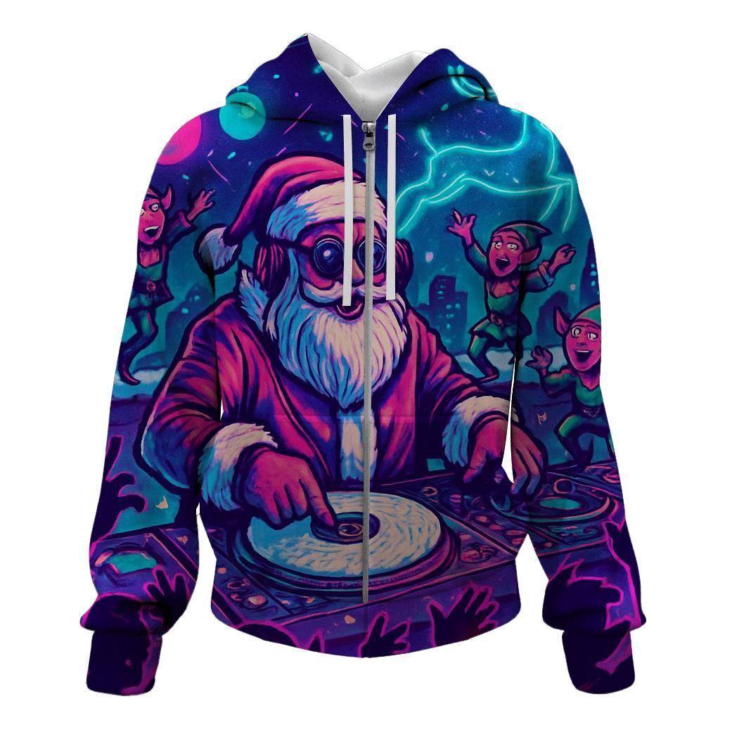 DJ Claus Winter Rave zip-up hoodies