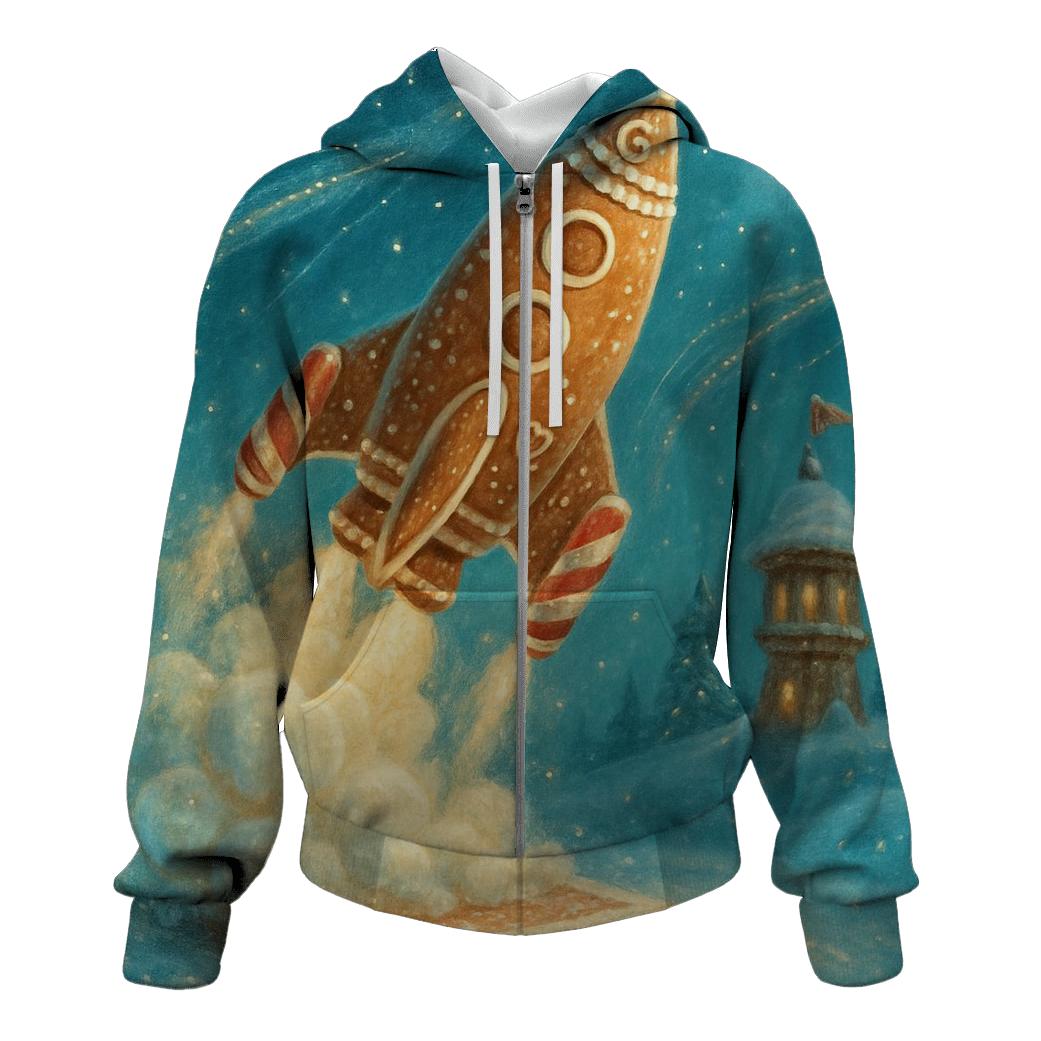 Gingerbread Rocket Launch designer hoodies