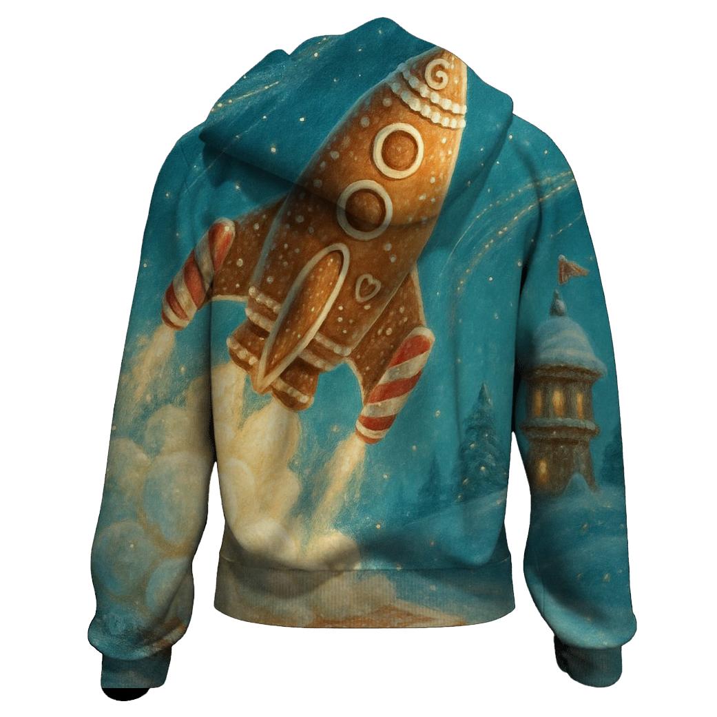 Gingerbread Rocket Launch designer hoodies