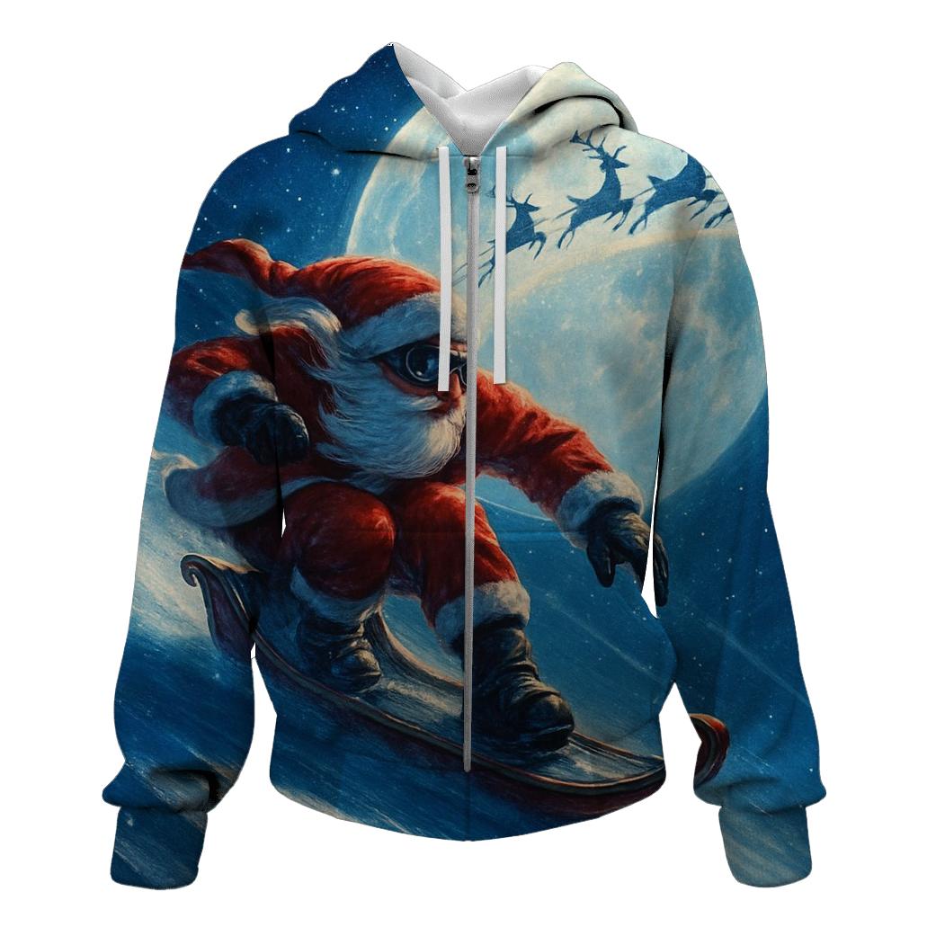 Midnight Sleigh Racer Santa graphic hoodies