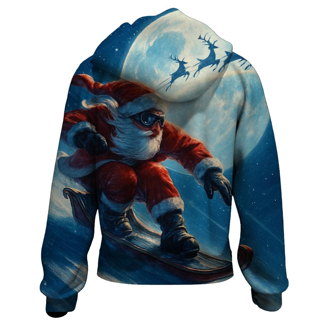 Midnight Sleigh Racer Santa graphic hoodies