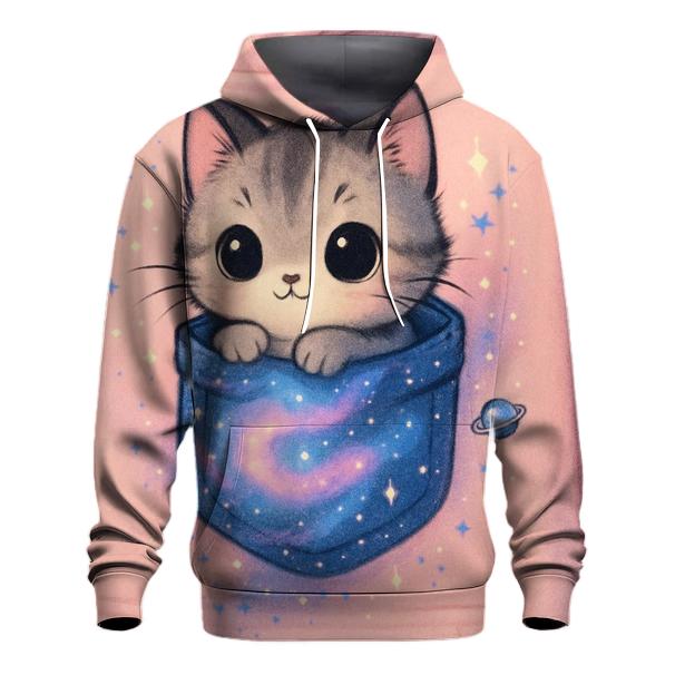 Pocket Galaxy Purr printed hoodies