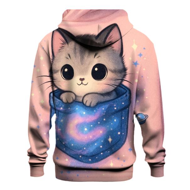 Pocket Galaxy Purr printed hoodies