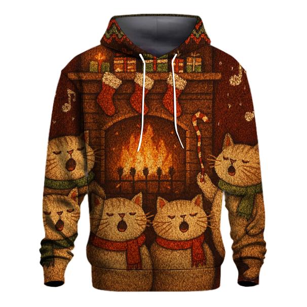 Cozy Fireplace Cat Choir graphic hoodies