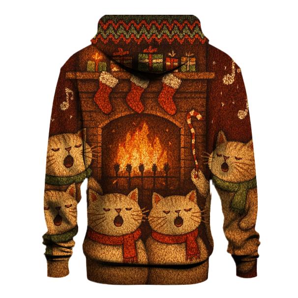 Cozy Fireplace Cat Choir graphic hoodies
