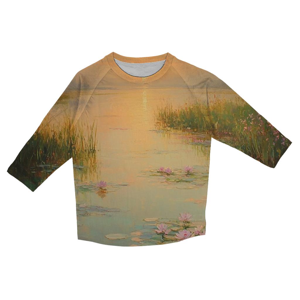 Monet Inspired Water Lilies At Dawn personalized 3/4 sleeve tees