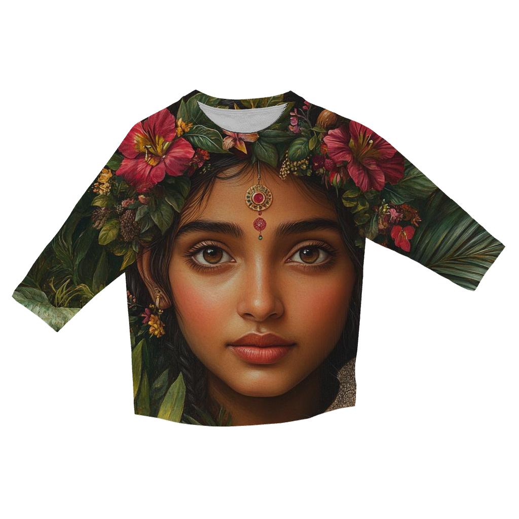 Frida Kahlo Inspired Self Portrait Garden custom 3/4 sleeve shirts