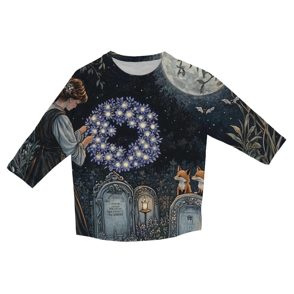 Moonflower Graveyard Garden Haunted trendy 3/4 sleeve tops